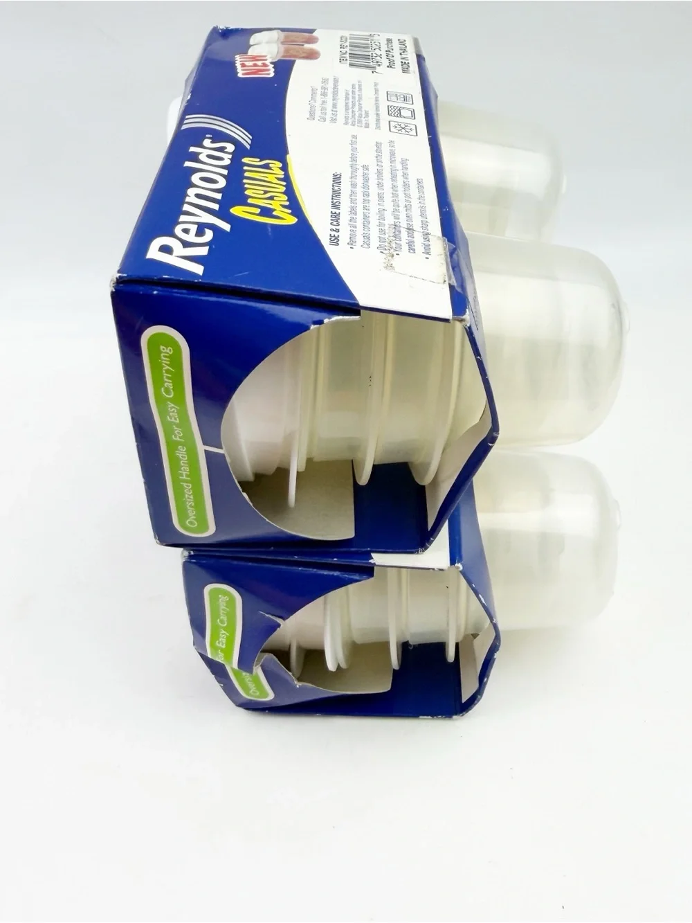 2 Reynolds Casuals 6 Pack 4 oz Round Plastic Containers White Lids BPA Free NOS